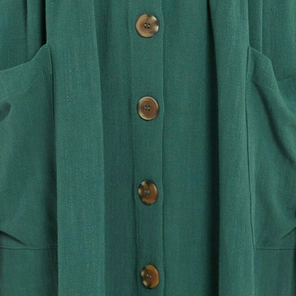 🆕Olive Green Button Midi Dress - Picture 2 of 2